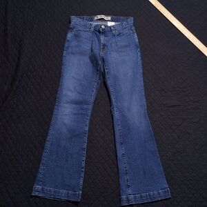 Y2K VTG Gap Jeans Long and Lean Stretch 2000s Womens Size 4 Blue Wide Hem Cuffs